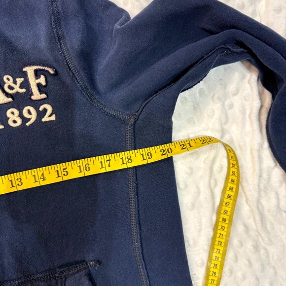 ABERCROMBIE & FITCH Hough Peak Muscle Blue Distressed Hoodie Sweater Mens Sz M - Picture 6 of 11